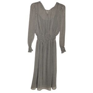 Tommy Hilfiger Houndstooth Smock-Waist Midi Dress sz 12